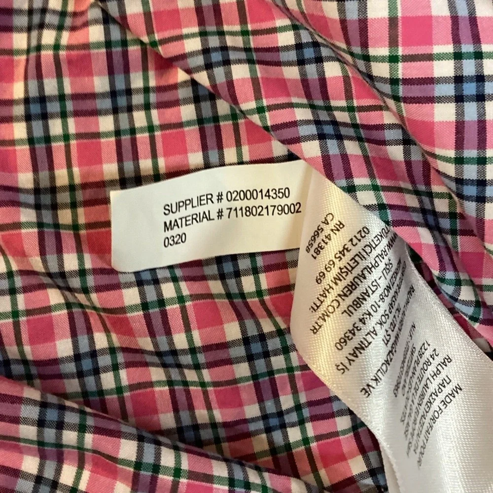 Polo Ralph Lauren Mens‎ Pink Blue Plaid Button Down Shirt Classic Fit Cotton XL